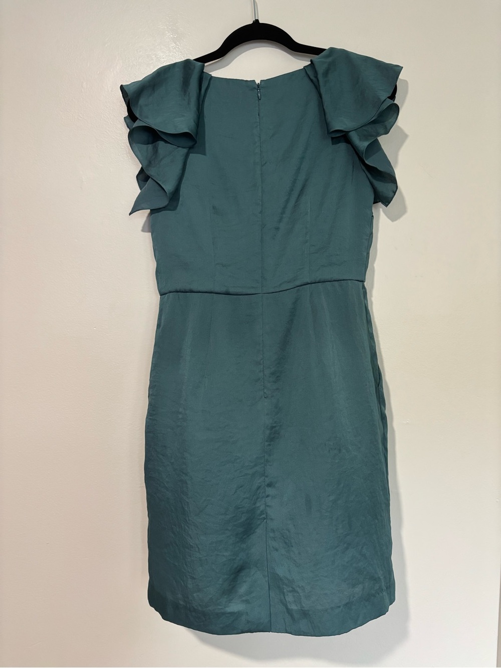 LOFT Teal Ruffle-Sleeve Mini Dress - Picture 3 of 13